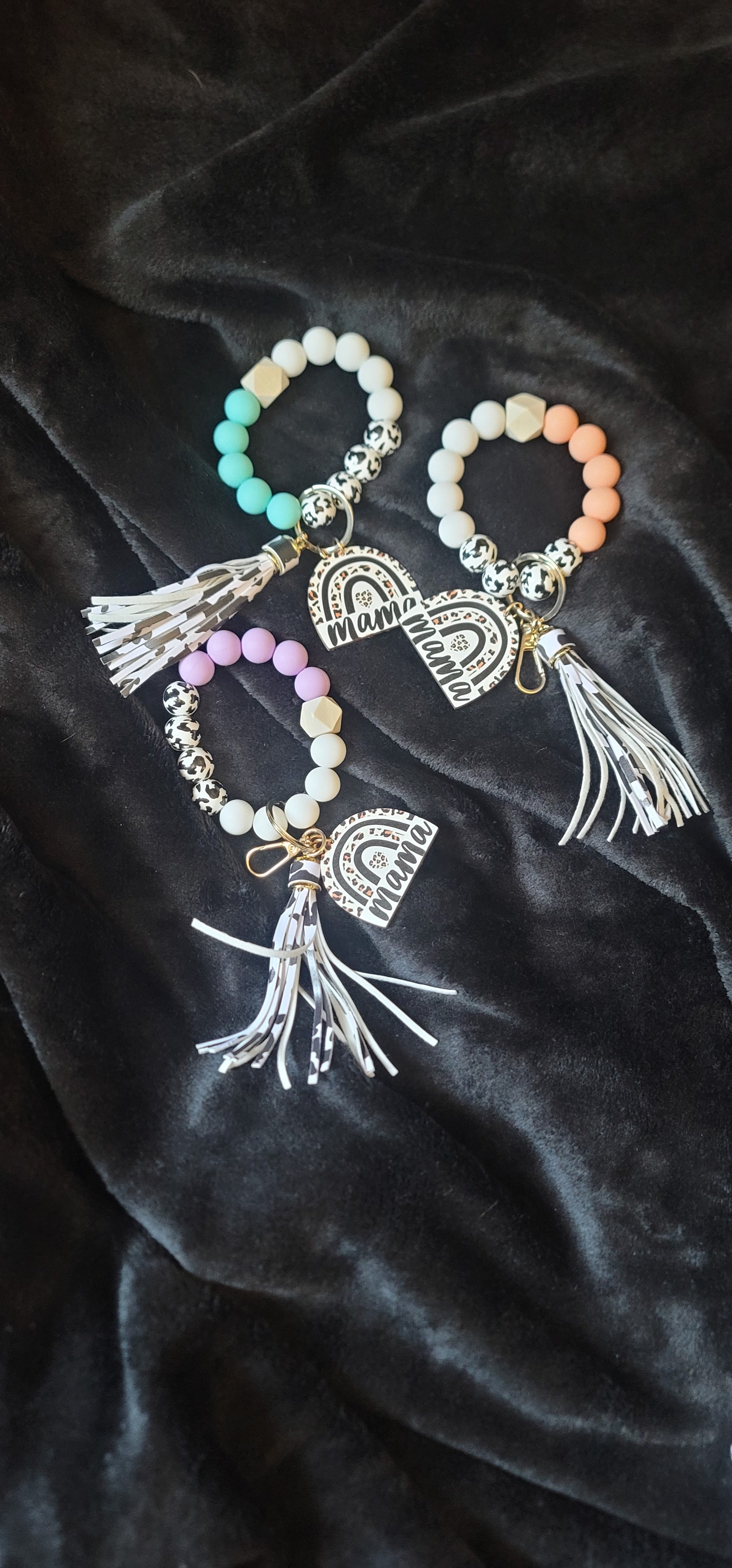 Mama Silicone Wristlet Keychain
