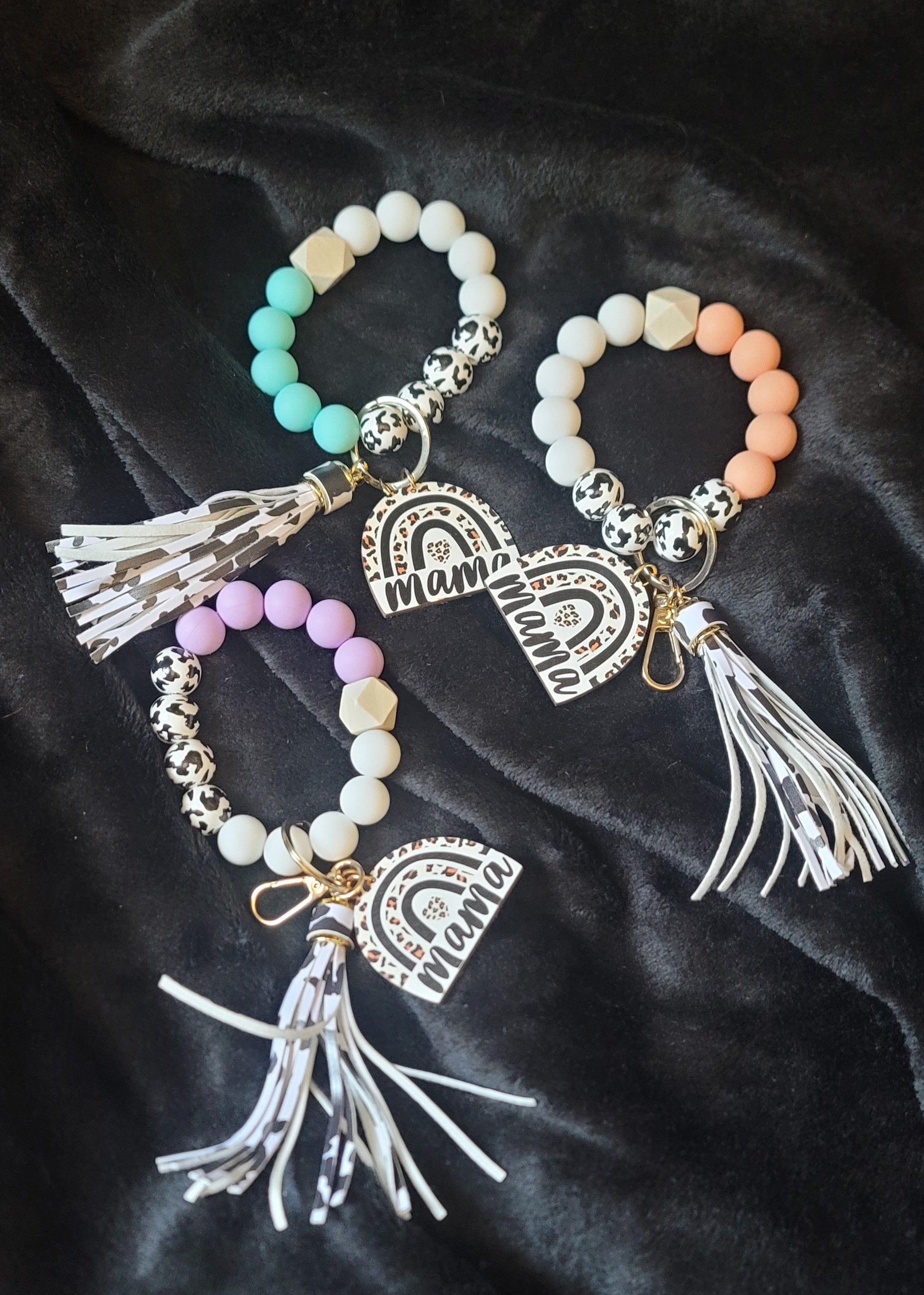 Mama Silicone Wristlet Keychain