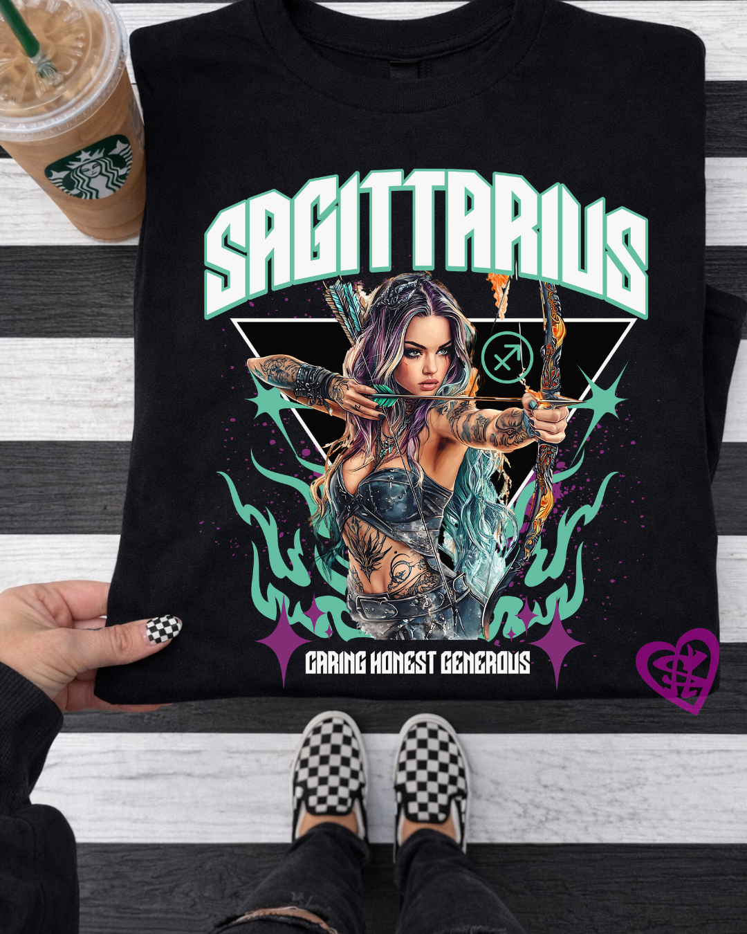 Sagittarius Zodiac Graphic Tee – Caring, Honest & Generous