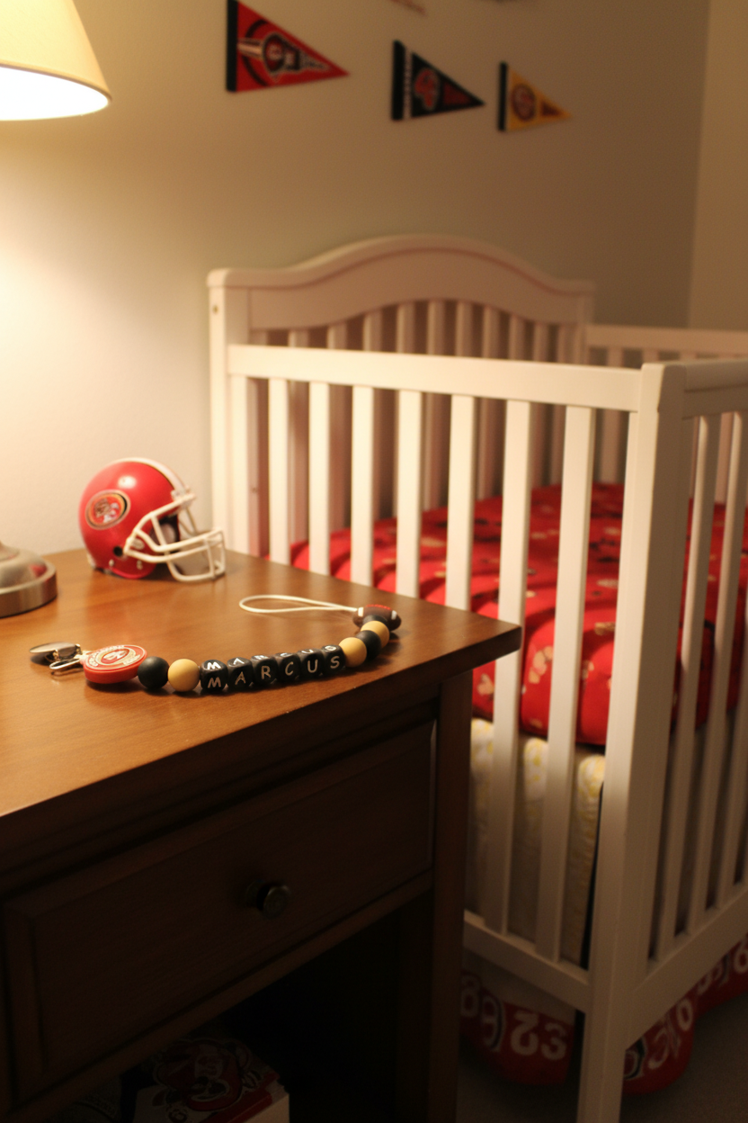 49ers Pacifier Clip - Sports Nursery Background