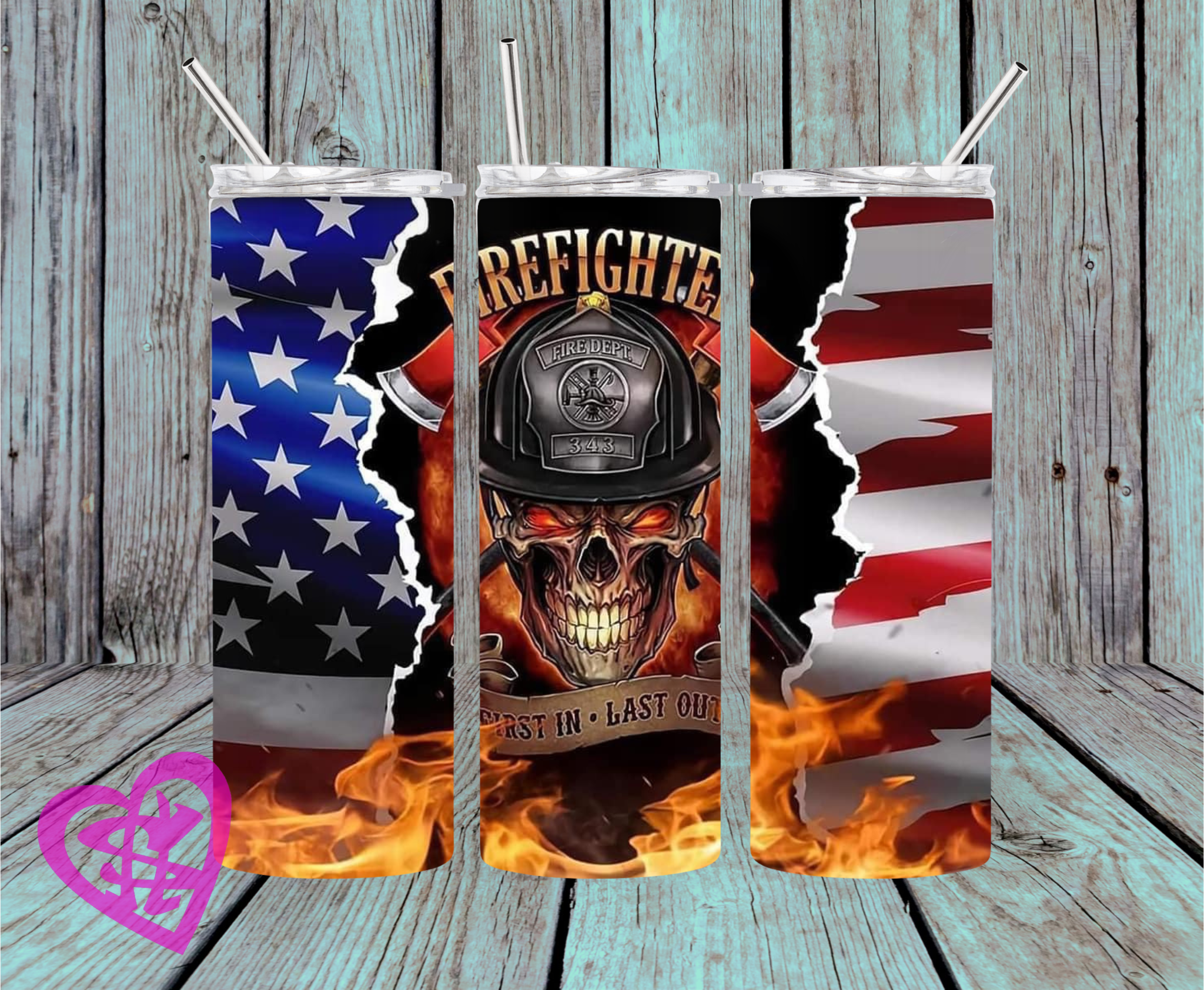 Firefighter First In Last Out 20oz Straight Tumbler