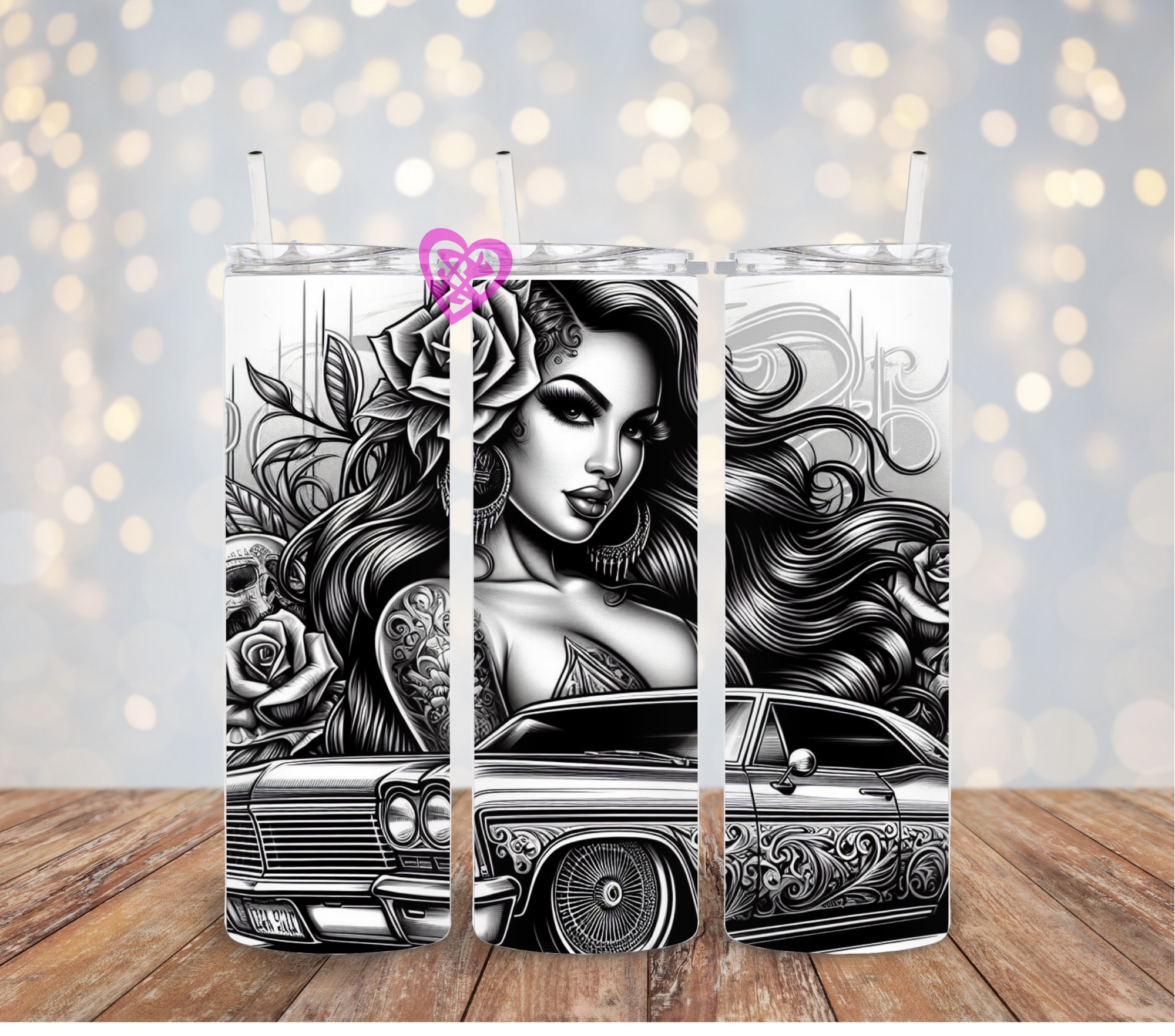 Lowrider Chicana 20oz Straight Tumbler