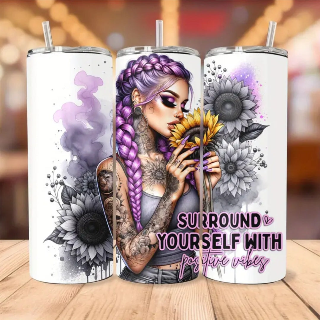 Surround Yourself With Positive Vibes 20oz Straight Tumbler