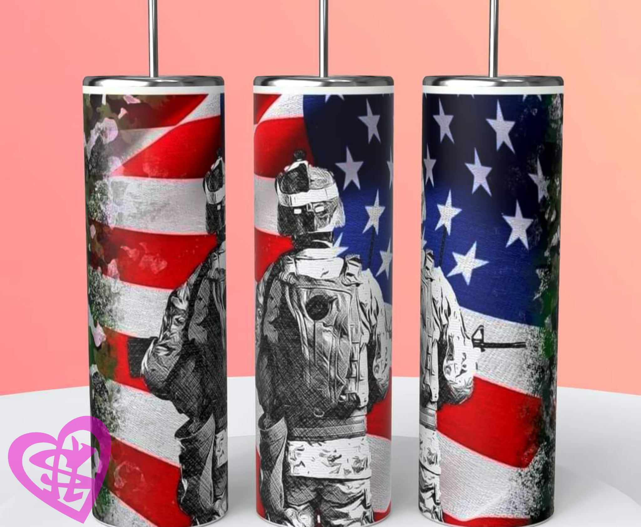 Soldier Flag 20oz Straight Tumbler