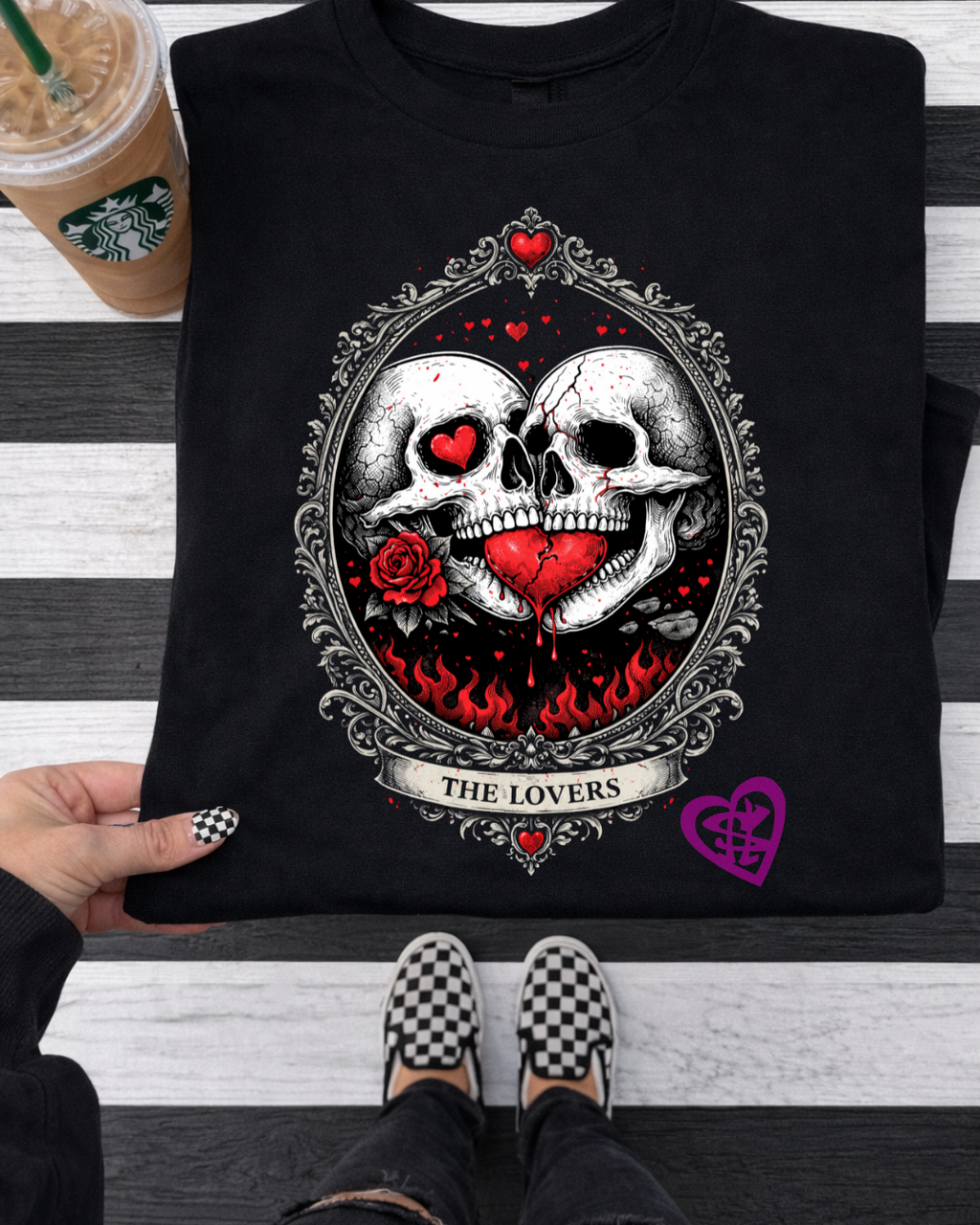 The Lovers Tarot Tee II – Skull Hearts Edition