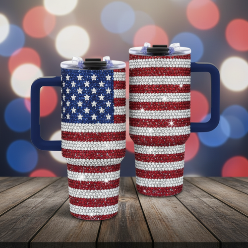 American Flag Bling Tumbler