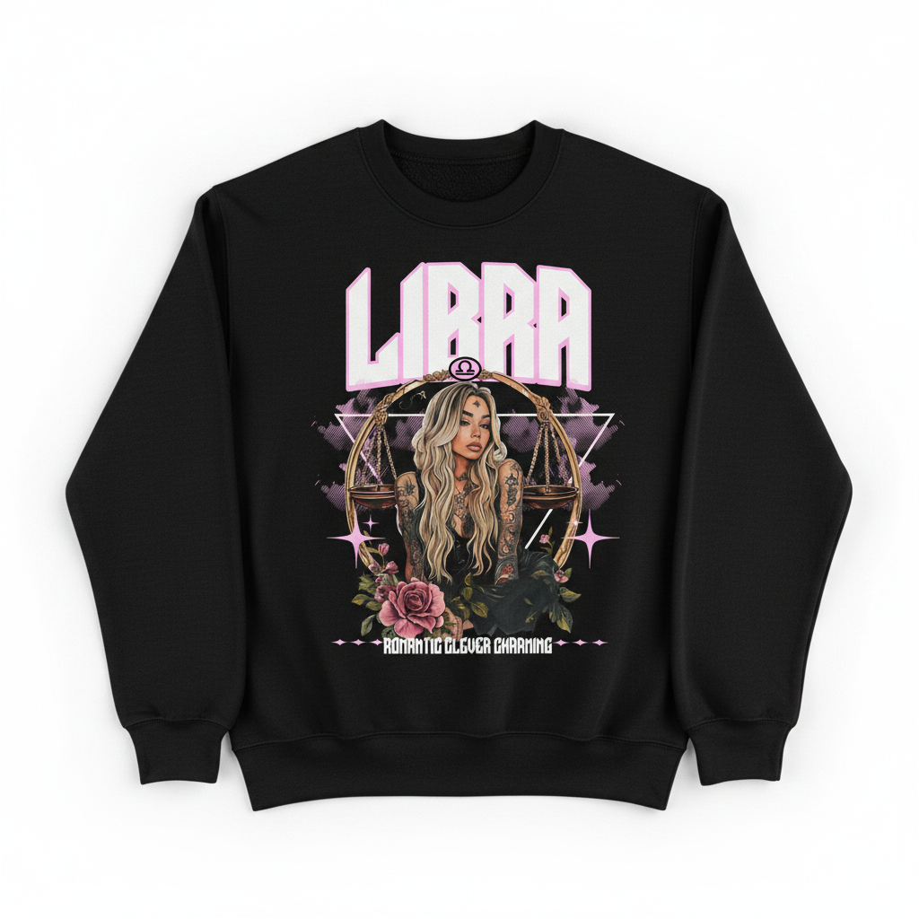 Libra Zodiac Crew Sweater Mockup