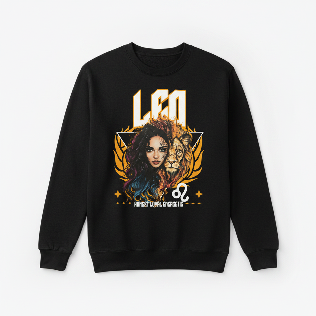 Leo Zodiac Crew Sweatshirt Mockup