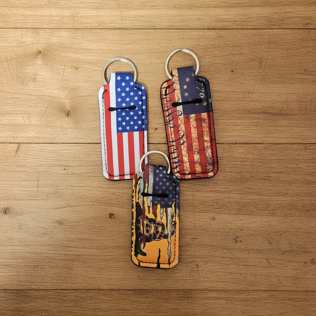 Patriotic Keychains Group - Rustic Wood