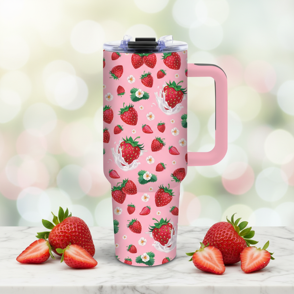 Strawberry Tumbler - Summery Background